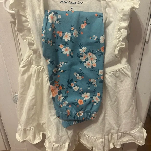 White Ruffled Kids Matching Set - Picture 2 of 2